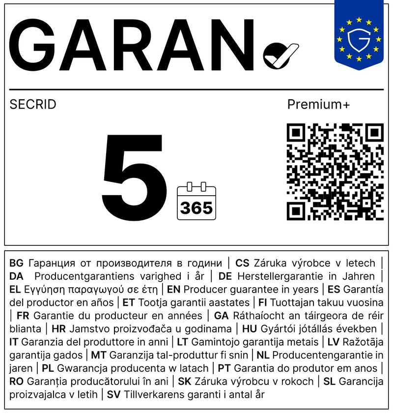 EU-GARAN-Label: Herstellergarantie in Jahren: 5 – Secrid